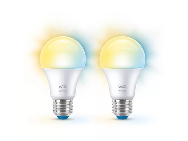 WiZ Lamp 2-pack - Smart LED Lighting - Warm to Cool White Light - E27 - 60W - Frosted - Wi-Fi