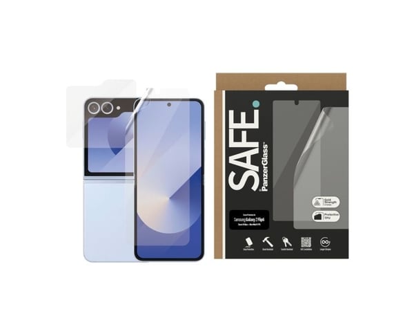 PanzerGlass SAFE. by ® Screen Protector Samsung Galaxy Z Flip6 | Glass & Film, Samsung, Samsung - Galaxy Z Flip6, Tørr påføring, Ripebestandig, Sjo...