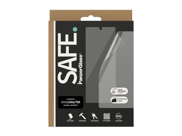 PanzerGlass SAFE. by ® Screen Protector Samsung Galaxy Z Flip6 | Glass & Film, Samsung, Samsung - Galaxy Z Flip6, Tørr påføring, Ripebestandig, Sjo...