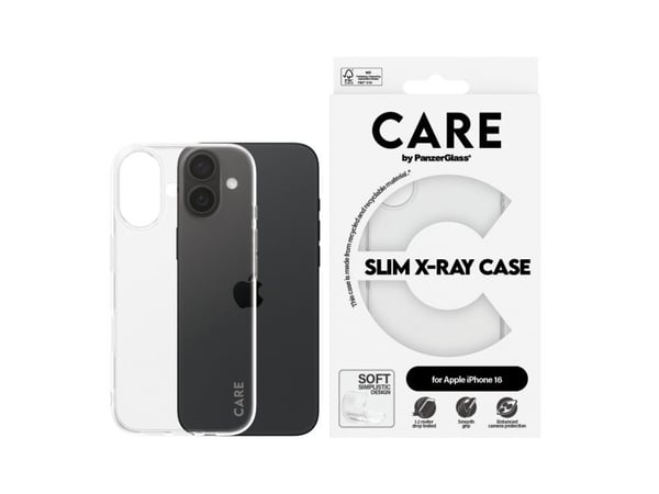 PanzerGlass CARE™ by ® X-Ray Case iPhone 16, Suojus, Apple, Apple - iPhone 16, Läpinäkyvä