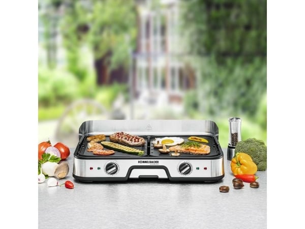 Rommelsbacher BBQ 2025, Svart, Rustfritt stål, Frittstående, Rustfritt stål, 2 zone(s), Aluminium, 225 x 285 mm