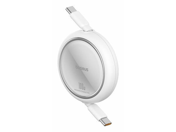 Baseus Free2Draw - USB-kabel - 24 pin USB-C (hann) til 24 pin USB-C (hann) - 1 m - tilbaketrekkbar, ultratynn, Fast Charging up to 100W - hvit