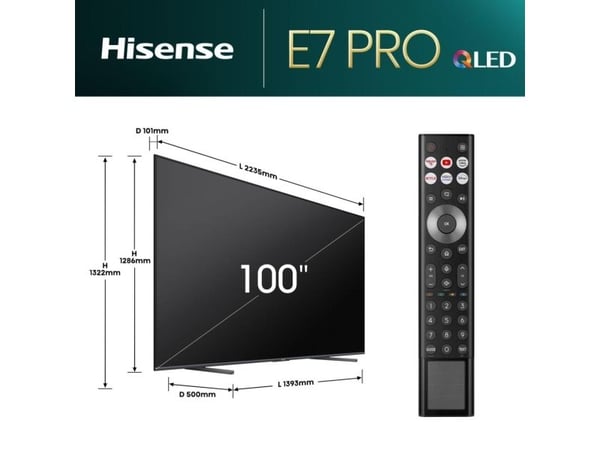 Hisense 100E77NQ PRO - 100" Diagonal klass E77NQ PRO Series LED-bakgrundsbelyst LCD-TV - QLED - Smart TV - VIDAA - 4K UHD (2160p) 3840 x 2160 - HDR...