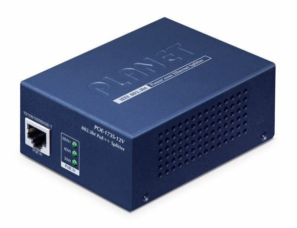 PLANET POE-173S-12V, sininen, metalli, PoE, 0 - 50 °C, -10 - 70 °C, 5 - 95