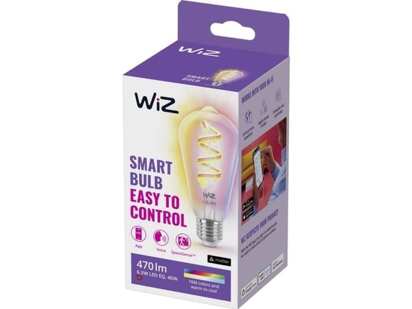 WiZ Edison Filament - Smart LED lighting - Coloured and White light - E27 - 40W - Transparent - Wi-Fi
