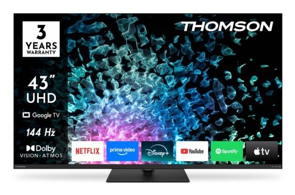 Thomson 43MG7C15, 109,2 cm (43"), 3840 x 2160 pikseliä, QD-Mini LED, Älytelevisio, Wi-Fi, musta