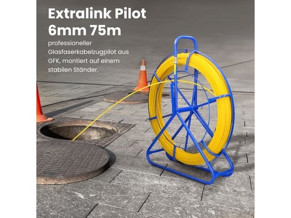 Extralink Pilot 6mm 75m | FRP lasikuitu, läpimitta 6mm, pituus 75m, keltainen