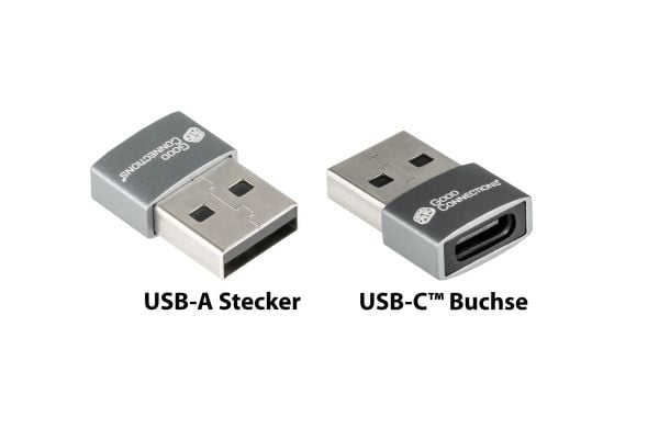Good Connections -adapteri USB 2.0 plug A - USB-C-pistorasiaan alumiinikotelo harmaa 5 kpl Good - Good Connections®:n laadukkaalla USB 2.0 -sovitti...