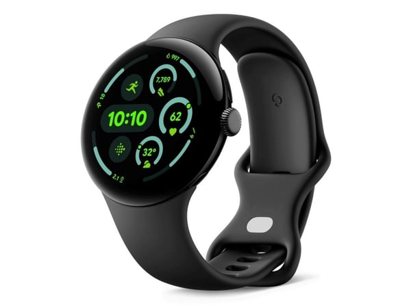 Google Pixel Watch 3 - 45 mm - mattsvart aluminium - smartklokke med aktivt bånd - fluorelastomer - obsidian - båndbredde: L - 32 GB - Bluetooth, W...