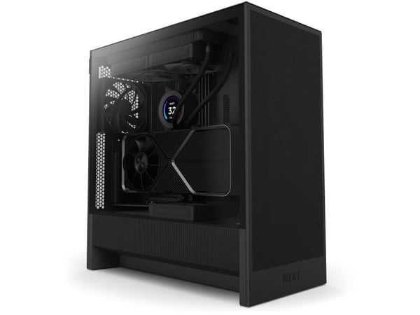 NZXT H series H5 Flow - Mid tower - utvidet ATX (E-ATX) - sidepanel med vindu (herdet glass) - ingen strømforsyning - svart - USB/lyd