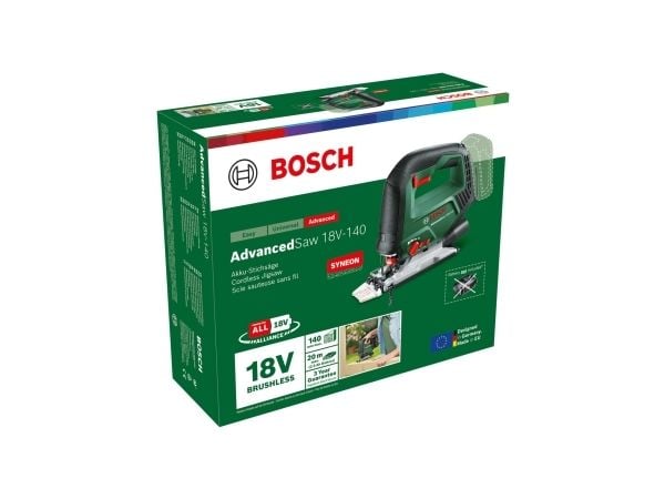 Bosch AdvancedSaw 18V-140, Toppgrep, Svart, Grønn, Aluminium, Stål, Tre, Aluminium, 3000 spm, 14 cm - SOLO