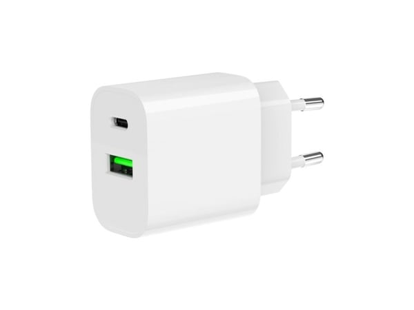 Gembird - Strømadapter - 20 watt - 3.4 A - PD, QC 3.0 - 2 utgangskontakter (USB, USB-C) - hvit