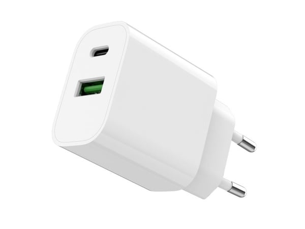 Gembird - Strømadapter - 20 watt - 3.4 A - PD, QC 3.0 - 2 utgangskontakter (USB, USB-C) - hvit