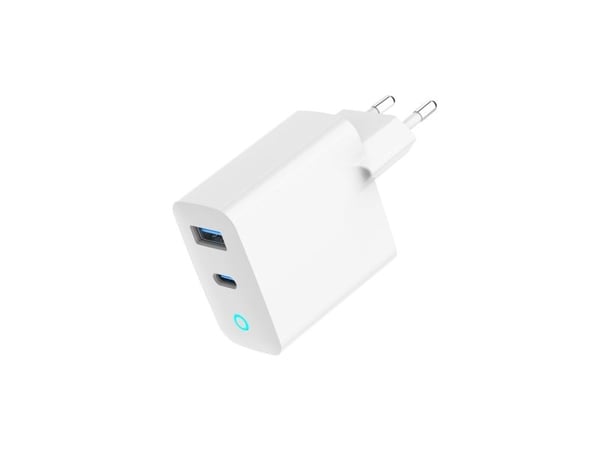 Gembird GEMBIRD lader Rask USB GaN lader 2-ports 30W USB Type-C + USB-A LED hvit