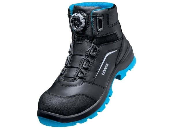 Uvex xenova BOA S1P, Unisex, Voksen, Vernestøvler, Sort, Blå, ESD, S1P, Hurtigsnører