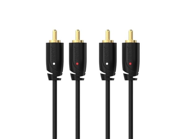 Sinox SXA04201, 2 x RCA, Hankjønn, 2 x RCA, Hankjønn, 1 m, Svart