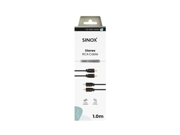 Sinox SXA04201, 2 x RCA, Hankjønn, 2 x RCA, Hankjønn, 1 m, Svart