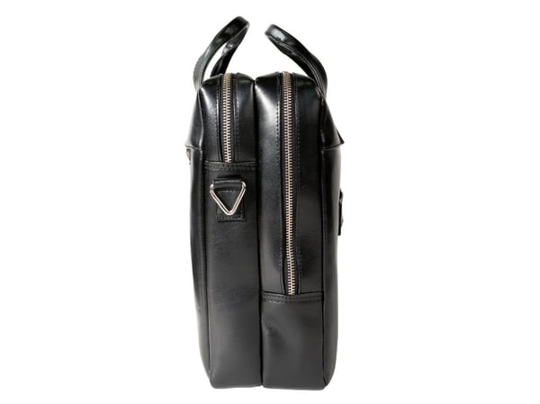 Exacompta Exative laptopveske i skinn. 2 separate rom (laptoplomme opp til størrelse 15,6" 38x27x5 cm) veskestørrelse 41x30x9,5 cm - Svart kuskinn