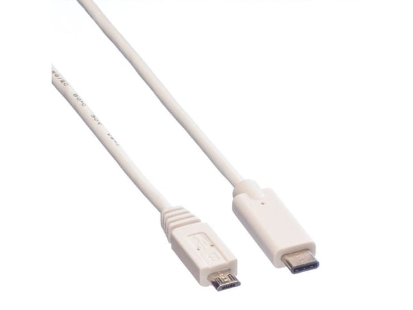 VALUE 11.99.9020, 1 m, USB C, Micro-USB B, USB 2.0, 0,48 Gbit/s, Valkoinen