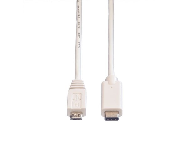 VALUE 11.99.9020, 1 m, USB C, Micro-USB B, USB 2.0, 0,48 Gbit/s, Valkoinen