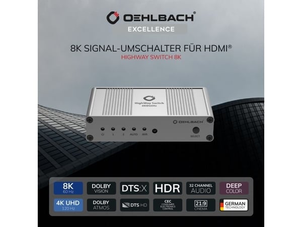 OEHLBACH D1C6049, HDMI, Metall, Sølv, 120 Hz, 7680 x 4320 piksler, 5.1 kanaler
