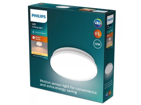 Philips Taklampe, 12 W, 1 ampuller, LED, IP20, Hvit