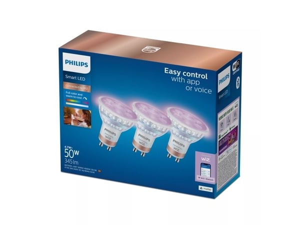 Philips Kohdelamppu 50 W PAR16 GU10 x3, Wi-Fi/Bluetooth, Wi-Fi 4 (802.11n), 802.11b, 802.11g, LED, GU10, PAR16, Multi