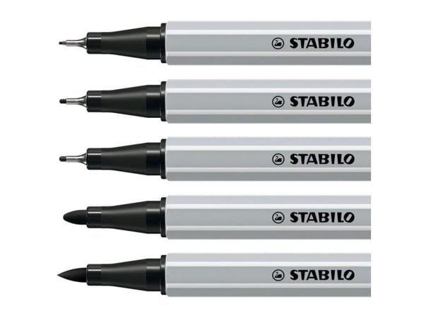 Stabilo Creative Tips 5-delers etui – med 5 forskjellige linjebredder, svart blekk