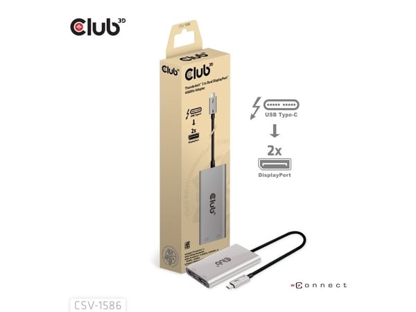 CLUB3D CSV-1586, Thunderbolt 3, DisplayPort, 40000 Mbit/s, 2160p, 3840p, Hopea, Windows 11