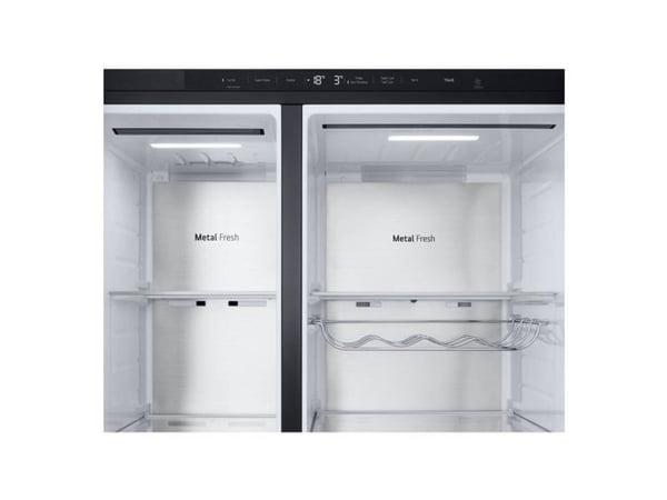 LG GSLE91EVAC, Frittstående, Amerikansk dør, Svart, LED, På dør, Glass