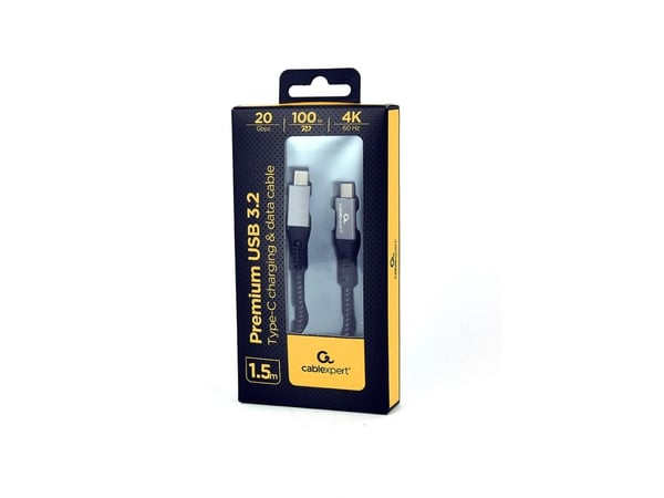Cablexpert Premium - USB-kabel - USB-C (hann) til USB-C (hann) - USB 3.2 Gen 2x2 - 1.5 m - 4K 60Hz støtte, flettet, data & lading