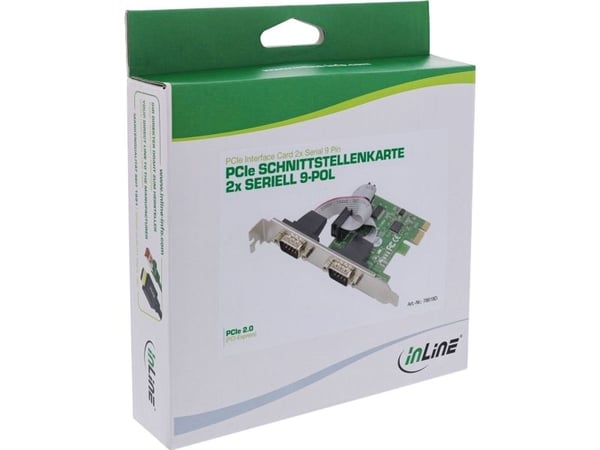 InLine 76619D, PCIe, Seriell, Hankjønn, PCIe 2.0, RS-232, 9-pin, China