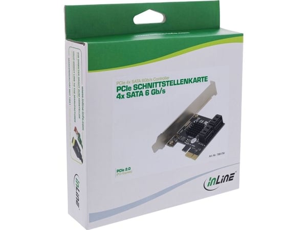 InLine 76617M, SATA, SATA, Hankjønn, PCIe 2.0, 6 Gbit/s, Windows 10, Windows 11, Windows 7, Windows 8, Windows Vista, Windows XP