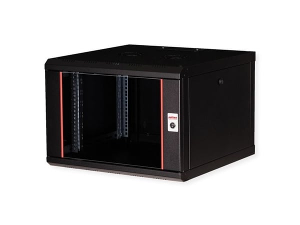 ROLINE 26.21.0171, Veggmonterbar hylle, 7U, Nøkkellås, Rack skinner, 18 kg, Sort