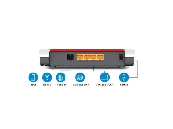 FRITZ!Box 4050 - Trådløs ruter 3-portssvitsj - 1GbE - Wi-Fi 6 - Dobbeltbånd - VoIP-telefonadapter (DECT)