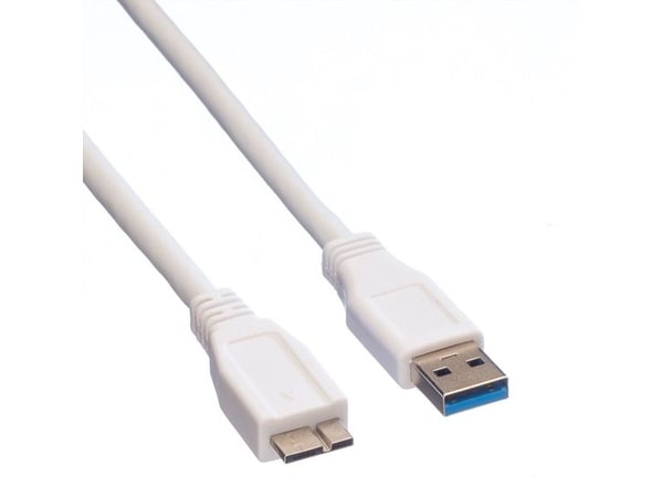 VALUE 11998872, 0,8 m, USB A, Micro-USB A, USB 3.2 Gen 1 (3.1 Gen 1), 5 Gbit/s, Hvit