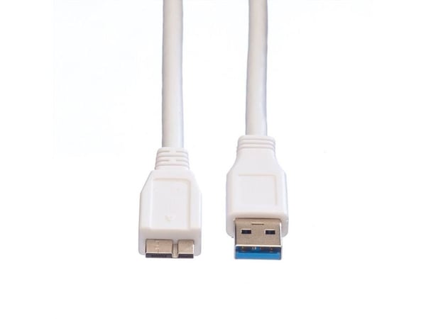 VALUE 11998872, 0,8 m, USB A, Micro-USB A, USB 3.2 Gen 1 (3.1 Gen 1), 5 Gbit/s, Hvit