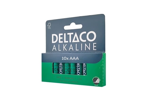DELTACO - Batteri 10 x AAA / LR03 - Alkalisk - 1300 mAh