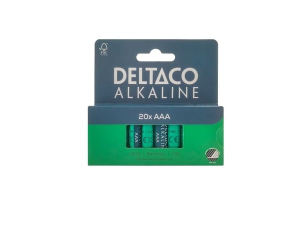 DELTACO - Batteri 20 x AAA / LR03 - Alkalisk - 1300 mAh