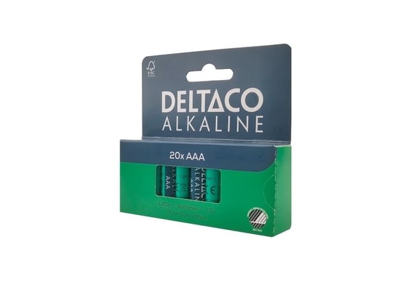 DELTACO - Batteri 20 x AAA / LR03 - Alkalisk - 1300 mAh