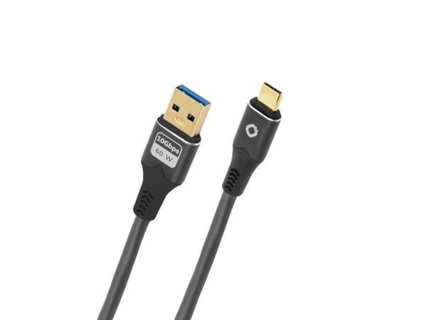 OEHLBACH D1C9371, 0,5 m, USB A, USB C, USB 3.2 Gen 1 (3.1 Gen 1), 10 Gbit/sek, Antrasitt