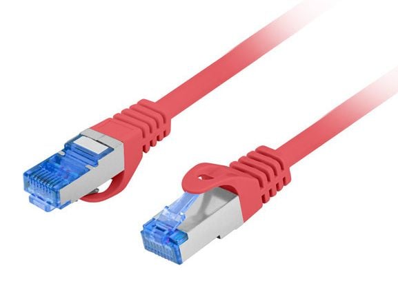 Lanberg - Koblingskabel - RJ-45 (hann) til RJ-45 (hann) - SFTP - CAT 6a - formstøpt, uten hindringer, flertrådet - rød, RAL 3017