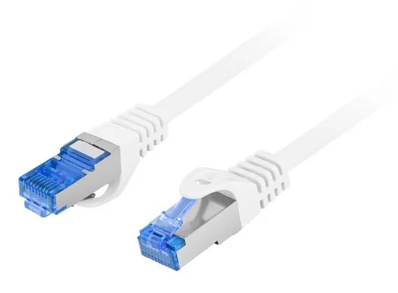 Lanberg - Koblingskabel - RJ-45 (hann) til RJ-45 (hann) - 10 m - SFTP - CAT 6a - formstøpt, uten hindringer, flertrådet - hvit, RAL 9010