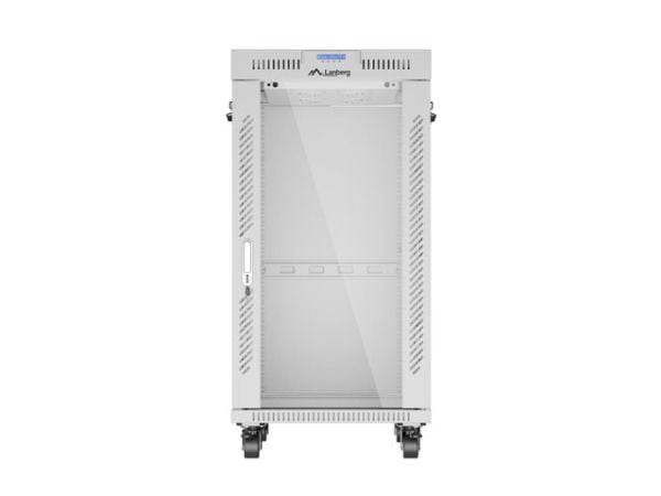 Lanberg FF01 series V2 - Rack skap - 600 x 800, flat pack, with glass door, LCD - med LCD-skjerm, termostat - fritt stående - grå, RAL 7035 - 22U -...