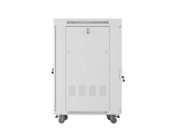 Lanberg FF01 series V2 - Rack skap - 600 x 800, flat pack, with glass door, LCD - med LCD-skjerm, termostat - fritt stående - grå, RAL 7035 - 22U -...