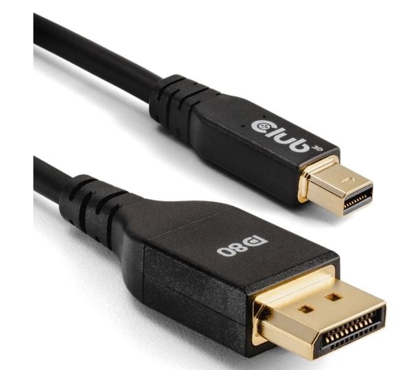 Club 3D CAC-1116 - DisplayPort-kabel - Mini DisplayPort (hann) til DisplayPort (hann) - DisplayPort 2.1 - 1 m - 8K 60Hz støtte, toretnings, 4K 240H...