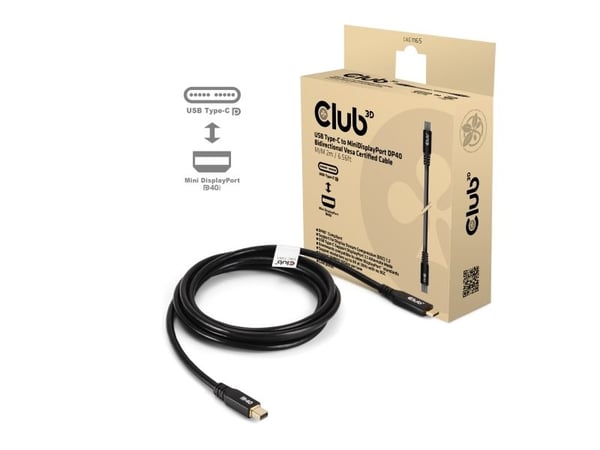 Club3D-kabel USB Type C &amp;lt;-&amp;gt; MiniDP 2,1 2m 8K30Hz St/St detaljhandel
