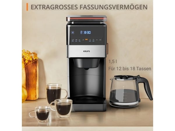 Krups KM8428 Grind Aroma XL kaffetrakter 1,5 L med innebygd kvern svart
