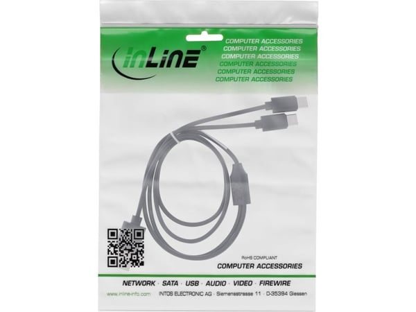 InLine 35126, 0,5 m, USB A, 2 x USB C, USB 2.0, Svart