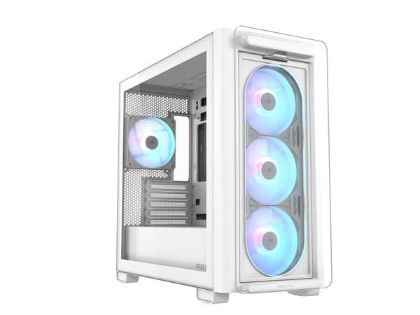 ASUS A23 PLUS - microATX - sidepanel med vindu (herdet glass) - ingen strømforsyning - hvit - USB/lyd